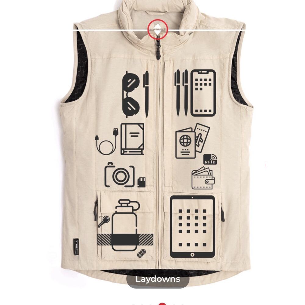 ScotteVest Men's L Quest Vest TEC Pockets Travel Gadgets Black RFID Tech Hooded - Picture 2 of 15